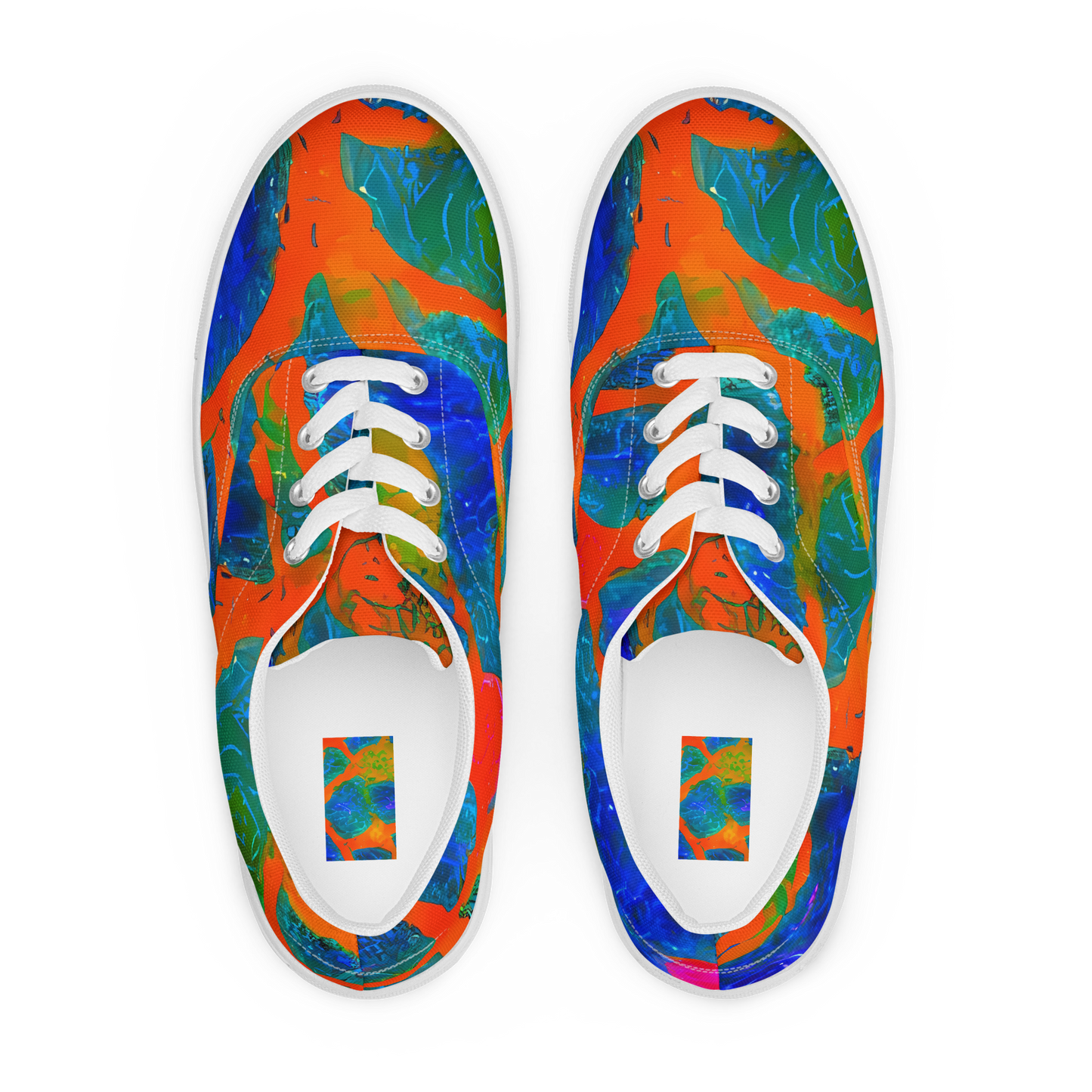 Women's Lace-Up Canvas Shoes - Vibrant Mosaic