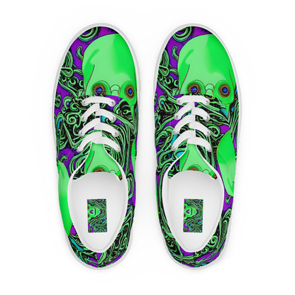 Women's Lace-Up Canvas Shoes - Ghostly Labyrinth