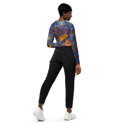 Long Sleeve Crop Top - Abstract Conflux