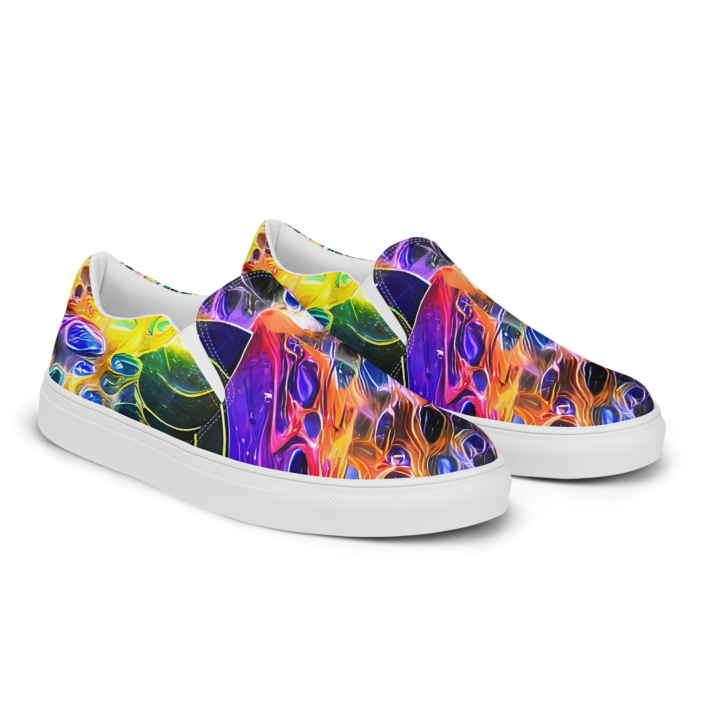 Men's Slip-On Canvas Shoes - Neon Orbits