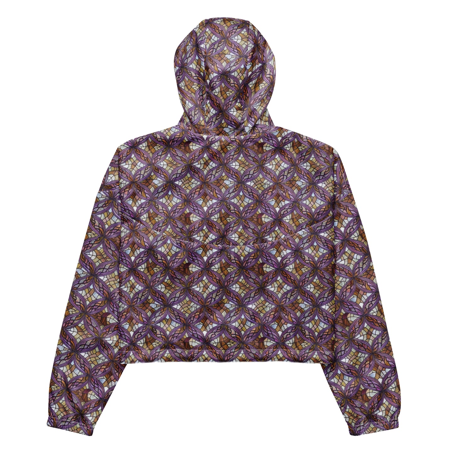 Women's Cropped Windbreaker - Stained Glass Whirl