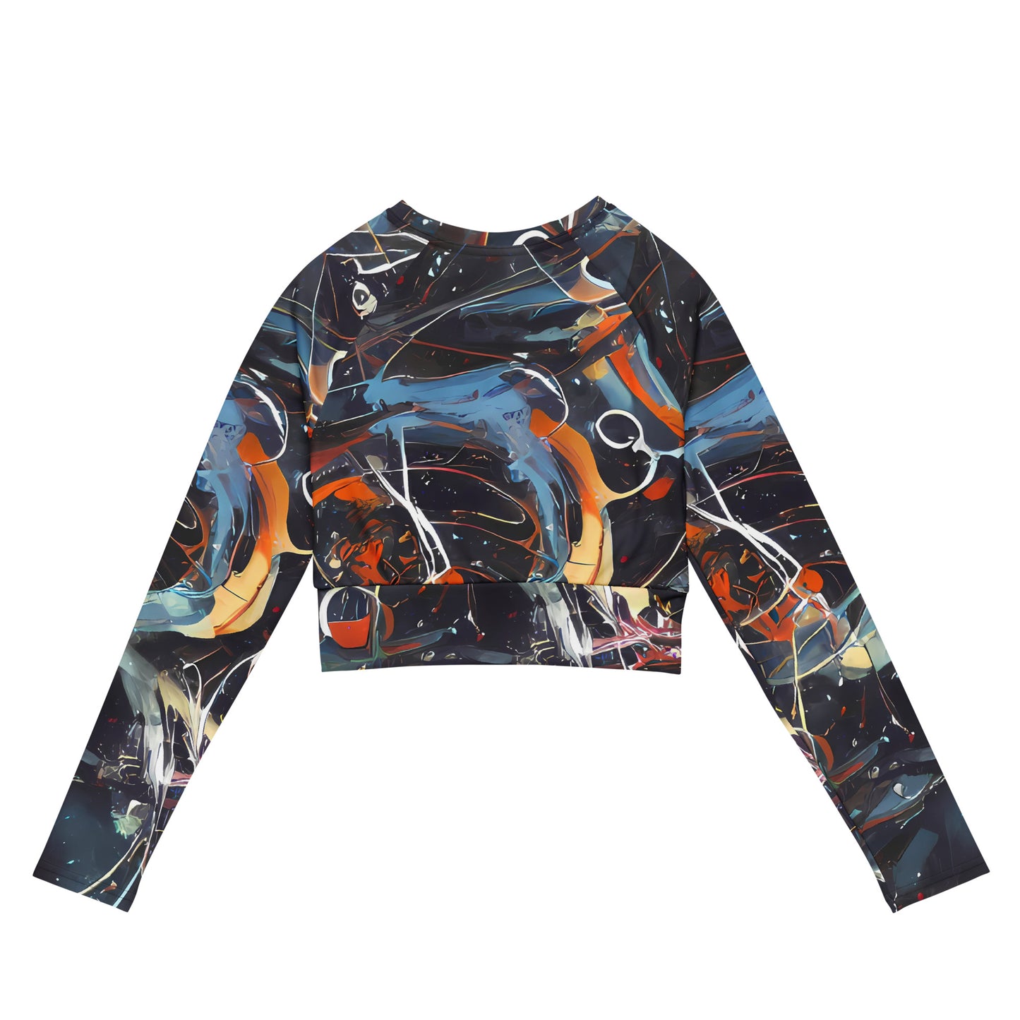 Long Sleeve Crop Top - Neo-Splash Labyrinth