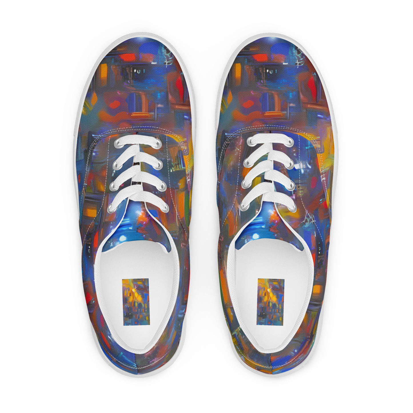 Women's Lace-Up Canvas Shoes - Abstract Conflux