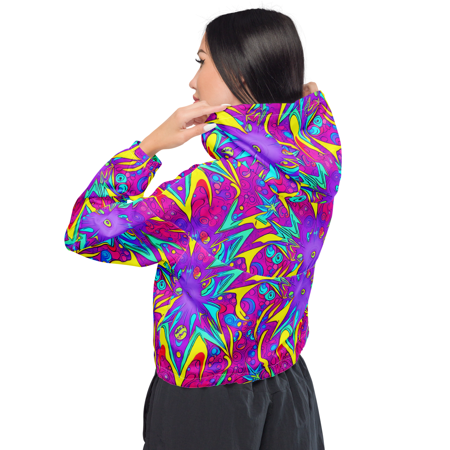 Women's Cropped Windbreaker - Nebula Radiance