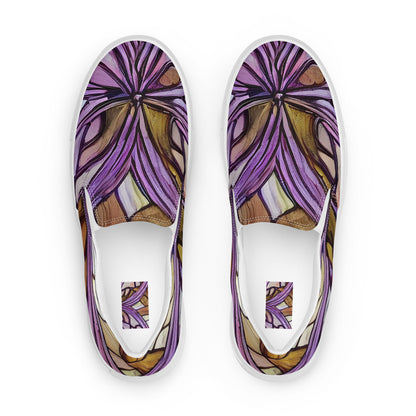 Men's Slip-On Canvas Shoes - Stained Glass Whirl