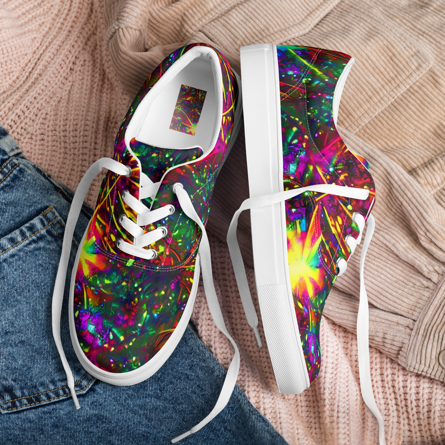 Men's Lace-Up Canvas Shoes - Stellar Burst