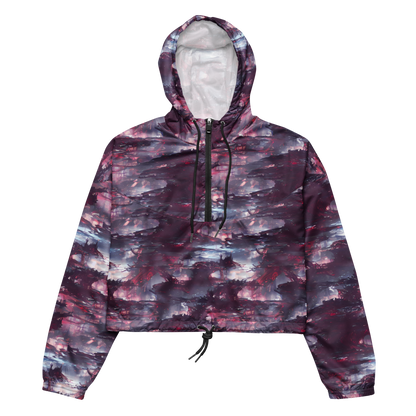 Women's Cropped Windbreaker - Twilight Fortresses