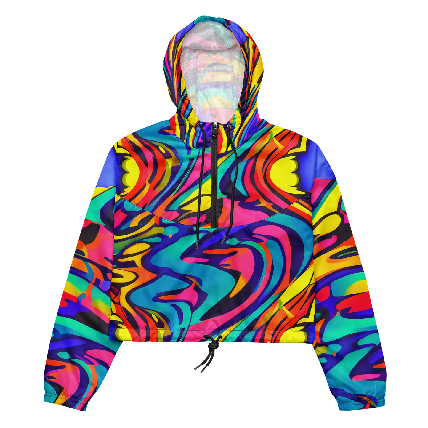 Women's Cropped Windbreaker - Electric Ecstasy