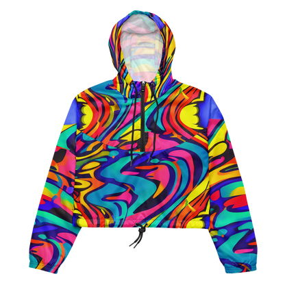 Women's Cropped Windbreaker - Electric Ecstasy