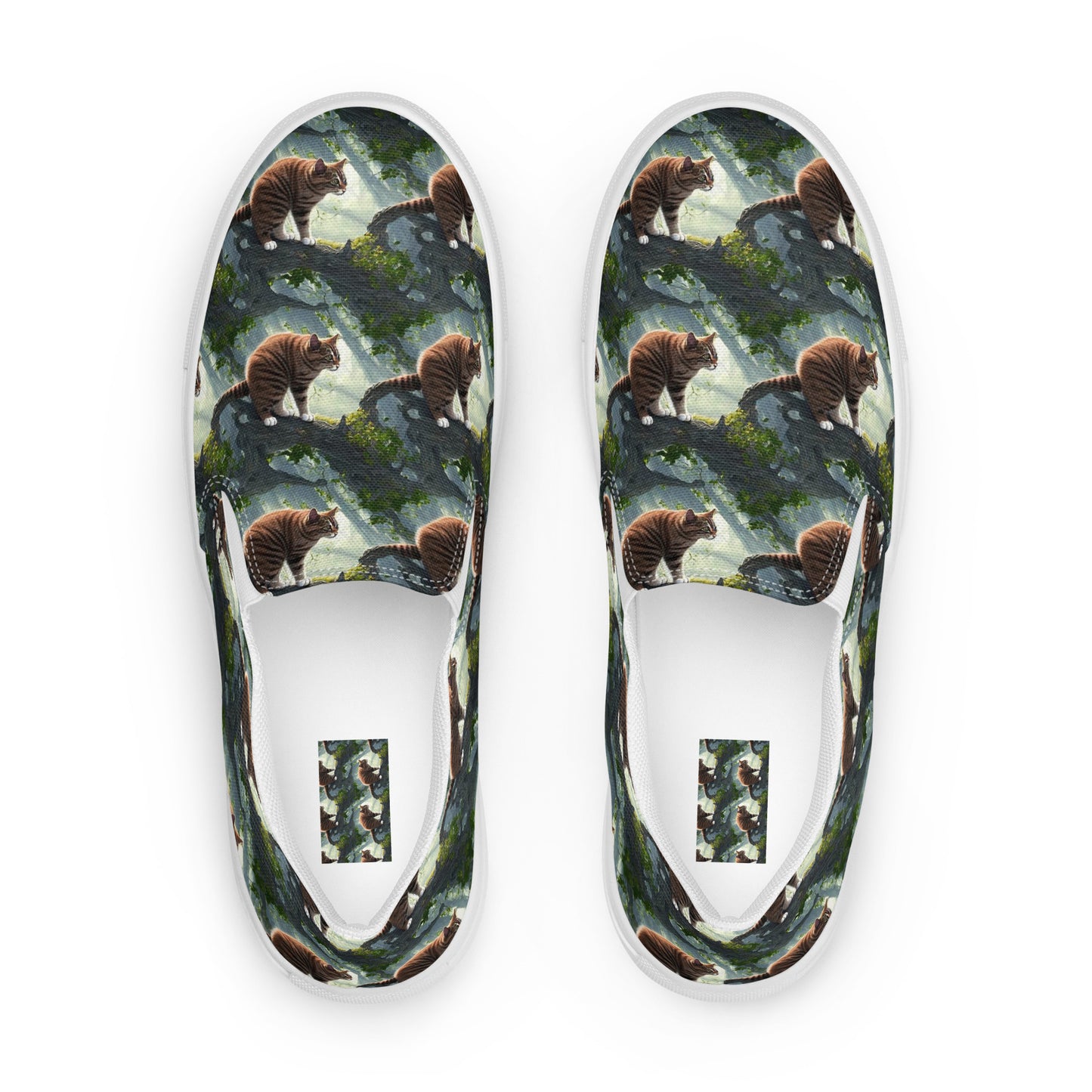 Men's Slip-On Canvas Shoes - Whiskered Enigma