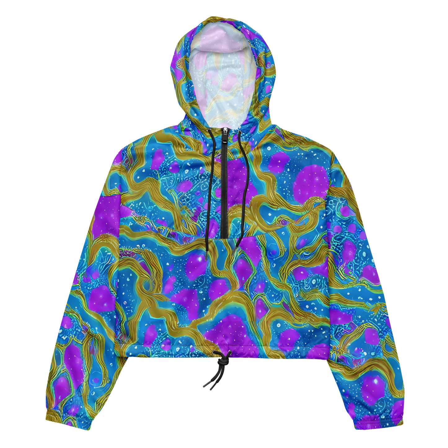 Women's Cropped Windbreaker - Mystic Waves