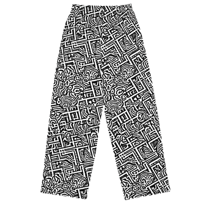 Wide-Leg Pants - Monochrome Doodles