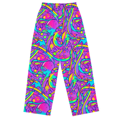 Wide-Leg Pants - Neon Galaxy Whirl