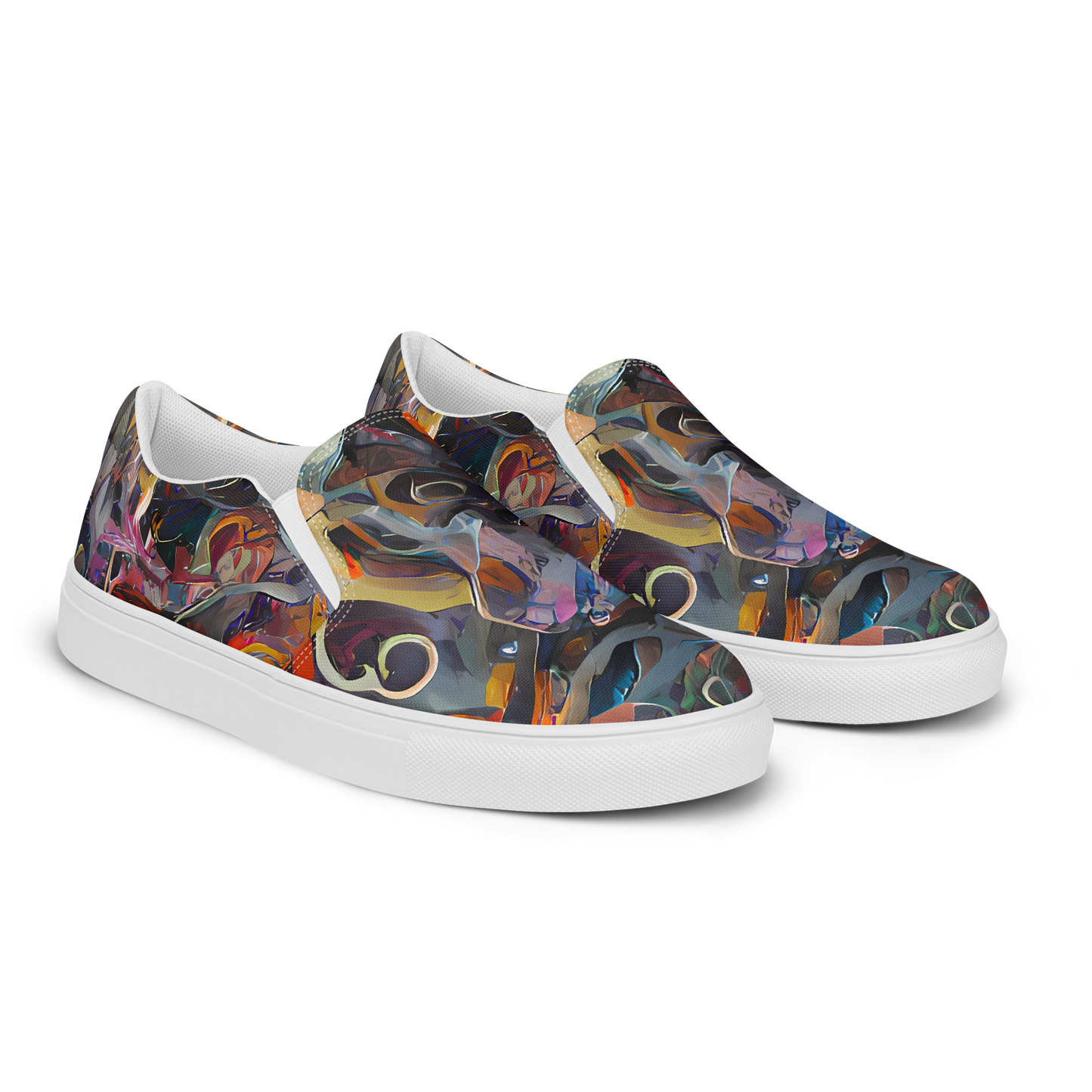 Women's Slip-On Canvas Shoes - Chromatic Entanglement