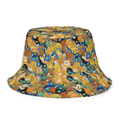 Reversible Bucket Hat - Whimsical Feline Dance