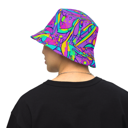 Reversible Bucket Hat - Neon Galaxy Whirl