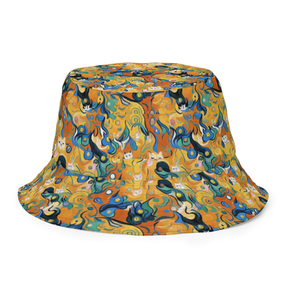 Reversible Bucket Hat - Whimsical Feline Dance