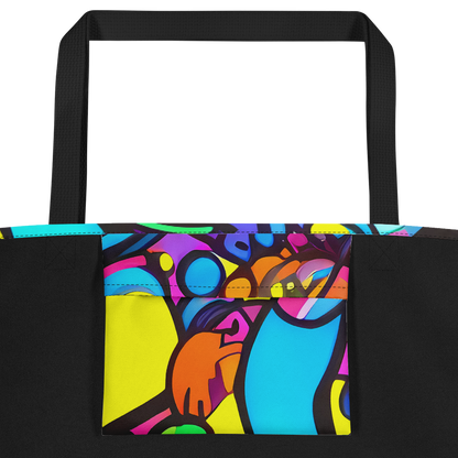 Large Tote Bag w/ Pocket - Kaleidoscopic Flow