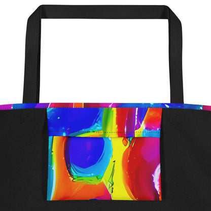 Large Tote Bag w/ Pocket - Psychedelic Splash