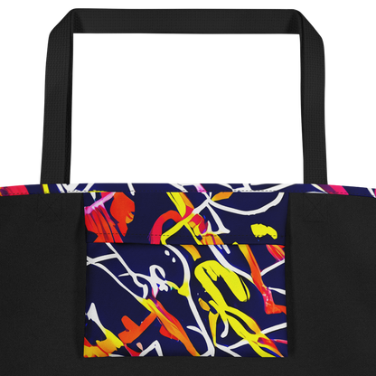 Large Tote Bag w/ Pocket - Neon Currents