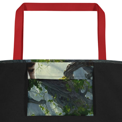 Large Tote Bag w/ Pocket - Whiskered Enigma