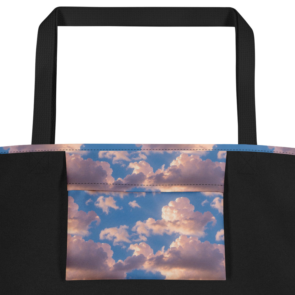 Large Tote Bag w/ Pocket - Cotton Candy Skies