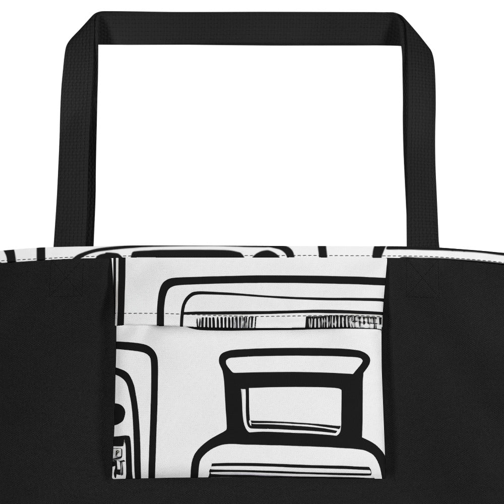 Large Tote Bag w/ Pocket - Techno Echo