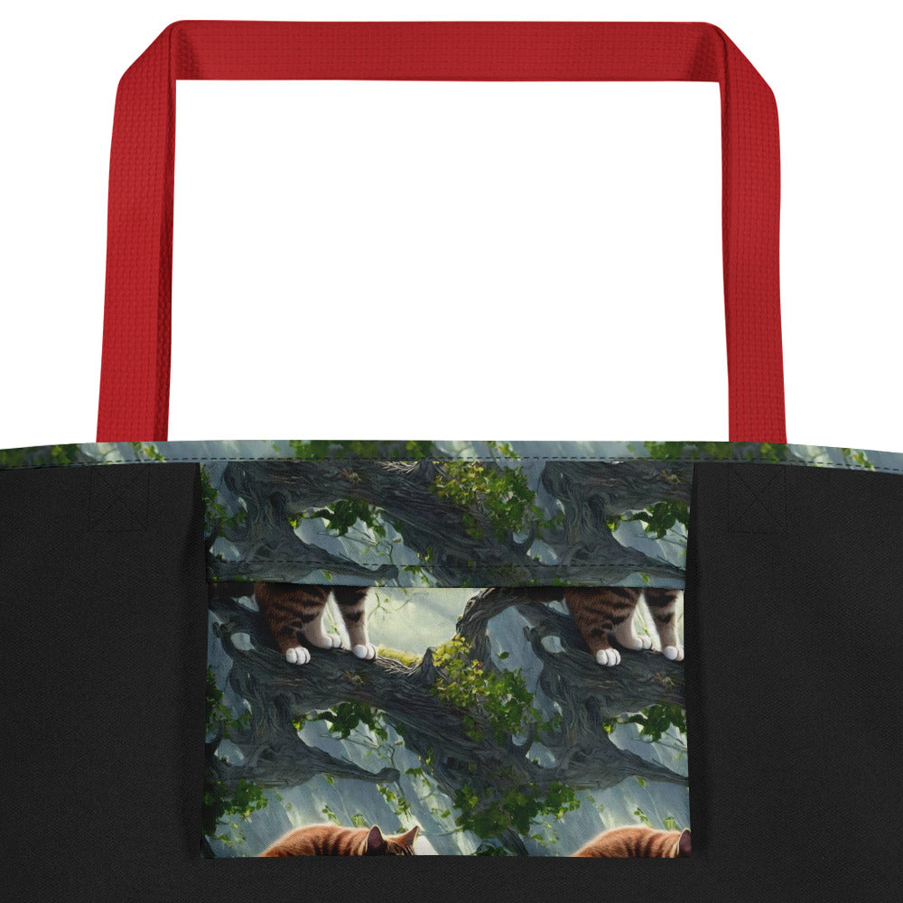 Large Tote Bag w/ Pocket - Whiskered Enigma