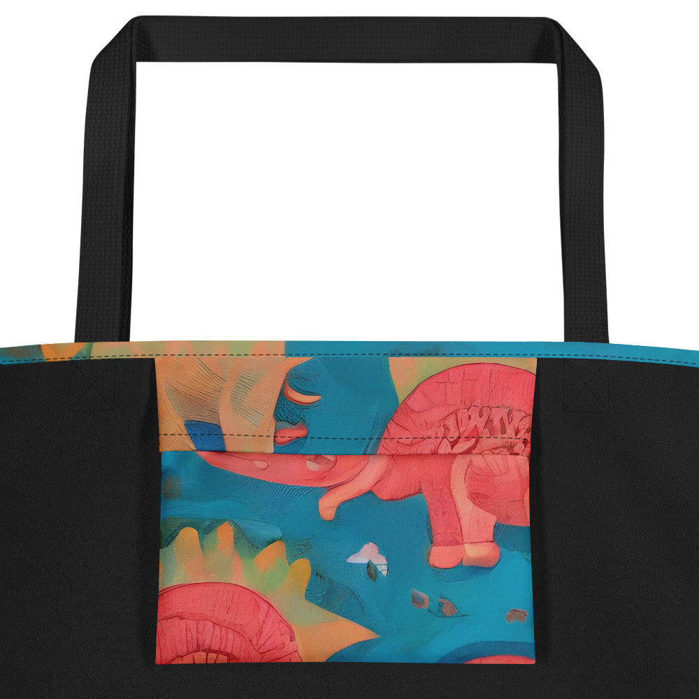 Large Tote Bag w/ Pocket - Jurassic Jive