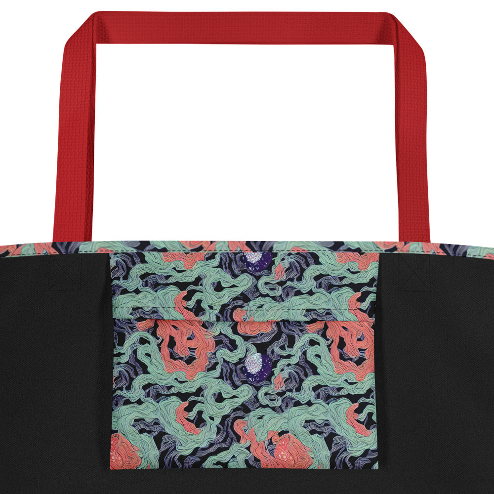Large Tote Bag w/ Pocket - Cosmic Coral