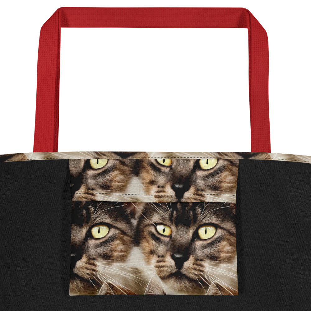 Large Tote Bag w/ Pocket - Feline Reverie