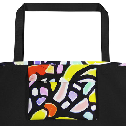 Large Tote Bag w/ Pocket - Cubist Carousel