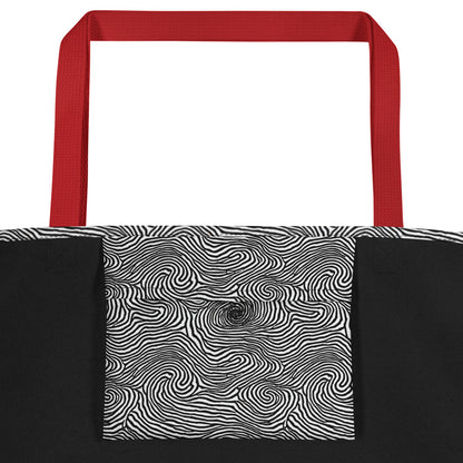 Large Tote Bag w/ Pocket - Black And White Rhapsody