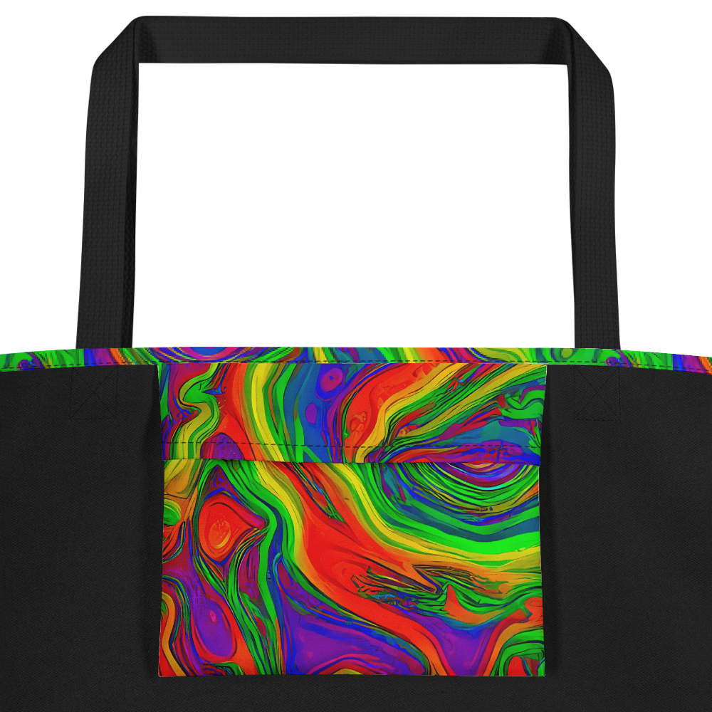 Large Tote Bag w/ Pocket - Psychedelic Waves