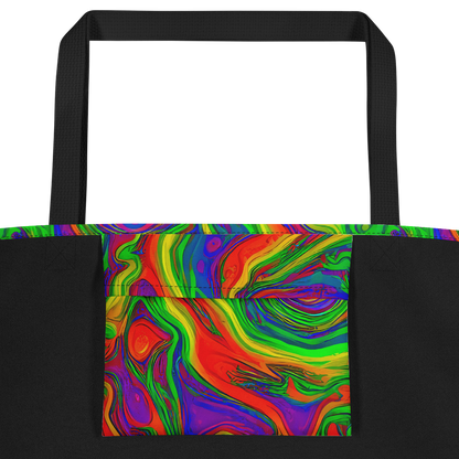 Large Tote Bag w/ Pocket - Psychedelic Waves