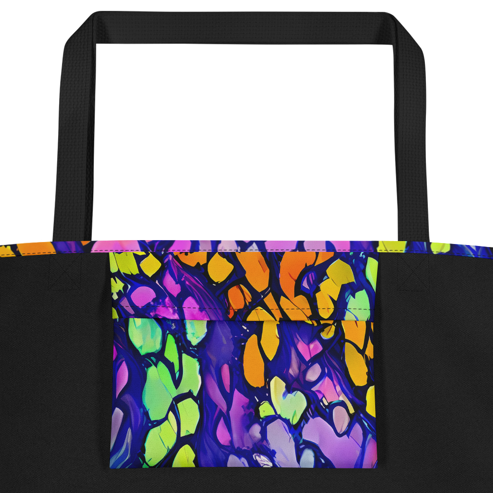 Large Tote Bag w/ Pocket - Surreal Waveforms