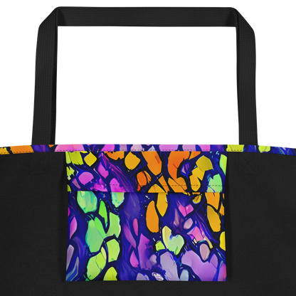 Large Tote Bag w/ Pocket - Surreal Waveforms