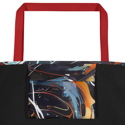 Large Tote Bag w/ Pocket - Neo-Splash Labyrinth
