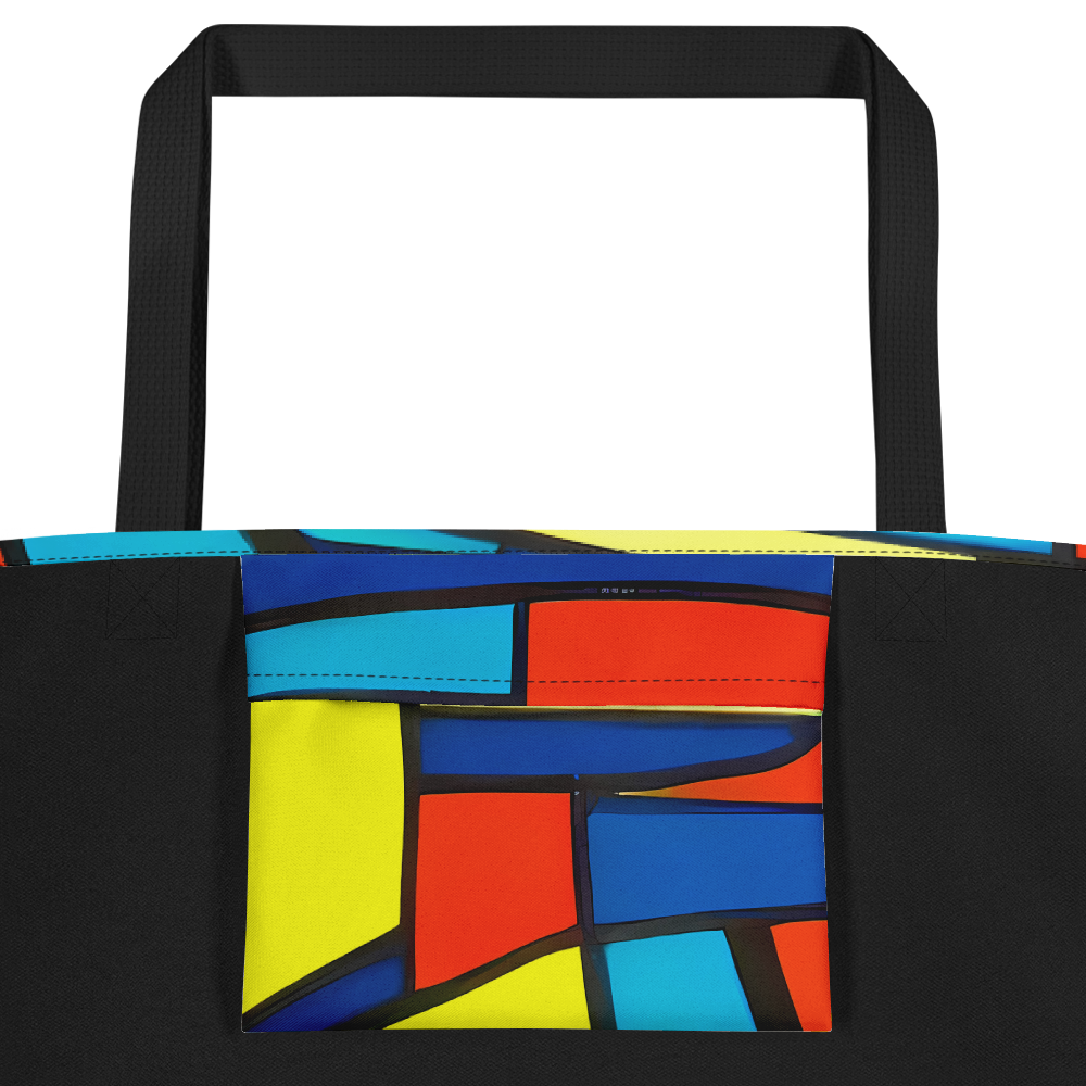 Large Tote Bag w/ Pocket - Neon Fractals