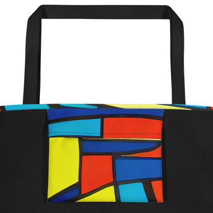 Large Tote Bag w/ Pocket - Neon Fractals