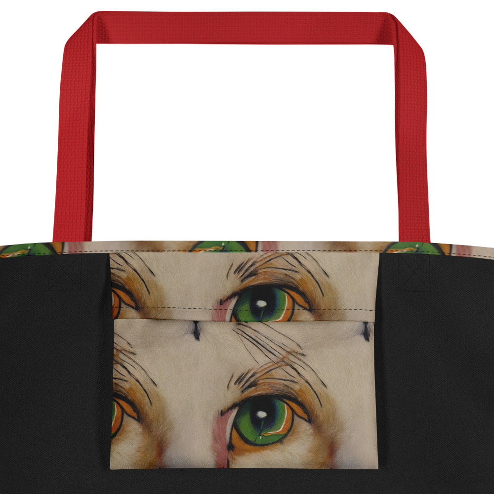 Large Tote Bag w/ Pocket - Emerald Gaze