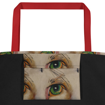 Large Tote Bag w/ Pocket - Emerald Gaze