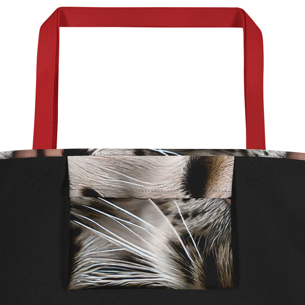 Large Tote Bag w/ Pocket - Feline Mirage