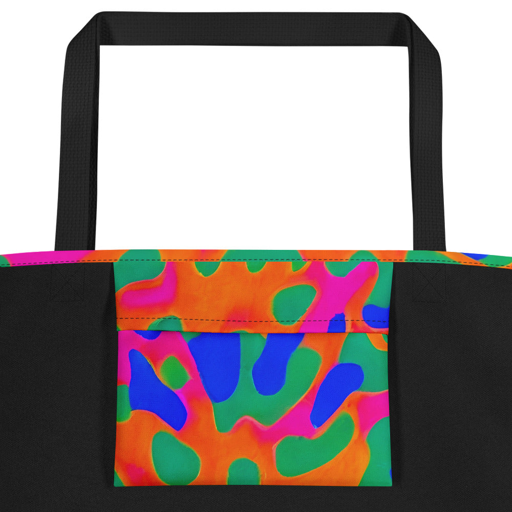 Large Tote Bag w/ Pocket - Fluorescent Camouflage