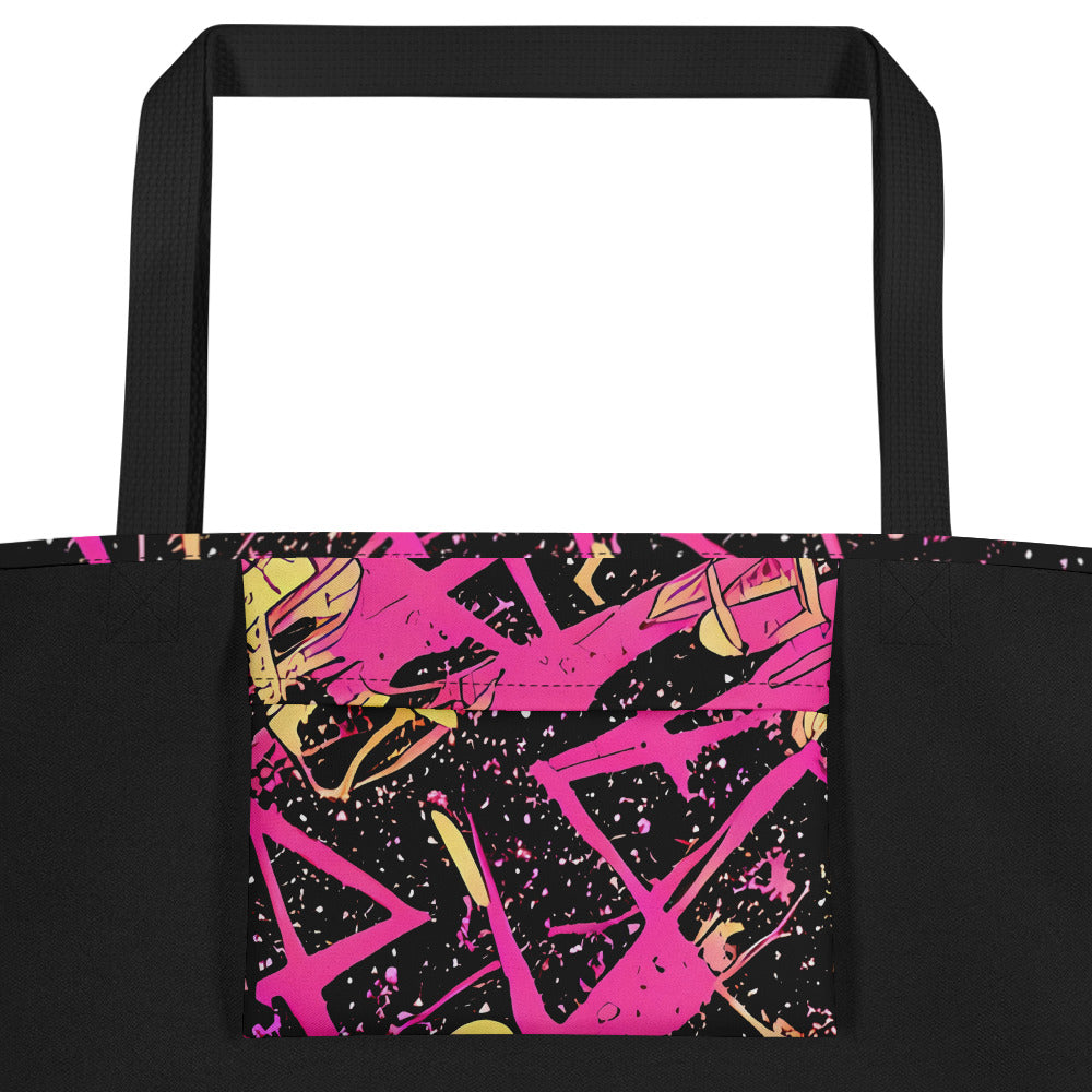 Large Tote Bag w/ Pocket - Galaxy Graffiti