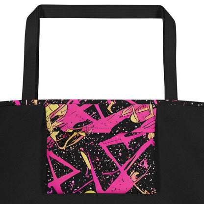 Large Tote Bag w/ Pocket - Galaxy Graffiti