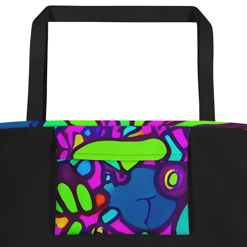 Large Tote Bag w/ Pocket - Funky Vortex