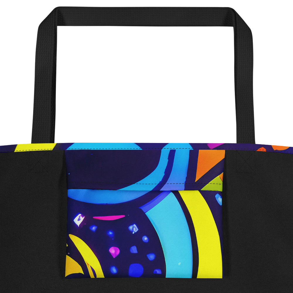 Large Tote Bag w/ Pocket - Neon Graffscape