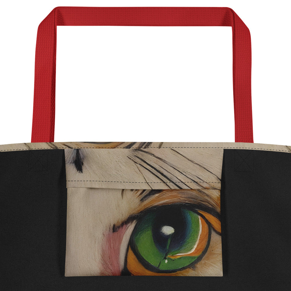 Large Tote Bag w/ Pocket - Emerald Gaze