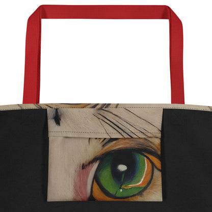 Large Tote Bag w/ Pocket - Emerald Gaze